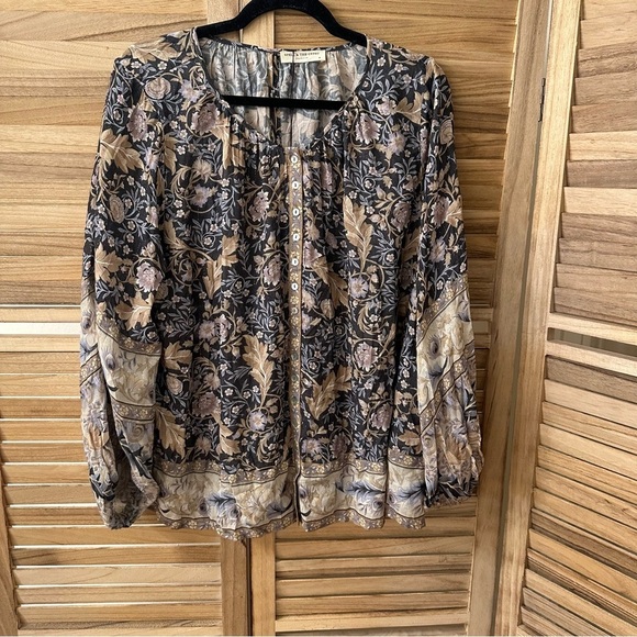 Spell & The Gypsy Balloon Sleeve Oasis Blouse In Nightshade - Picture 4 of 5